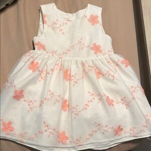 White Dress with Pink Floral Embroidery